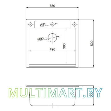 Кухонная мойка AV Engineering Unit AVE550500BKA (черный) картинка 5